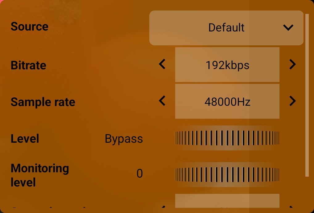 Audio menu
