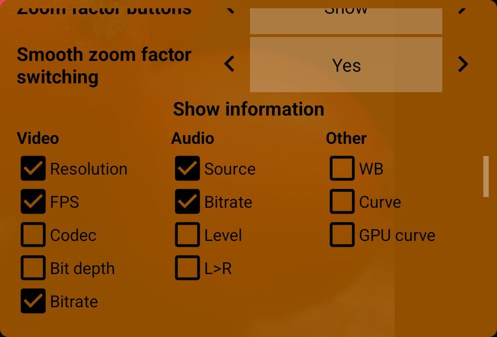 Smooth zoom factor switching