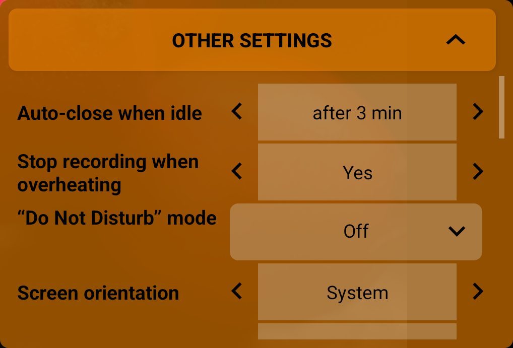 Other settings