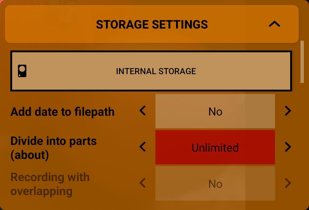 Storage settings