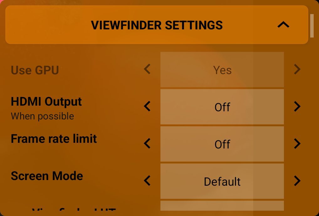 Viewfinder settings