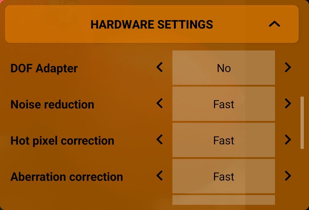 Hardware settings