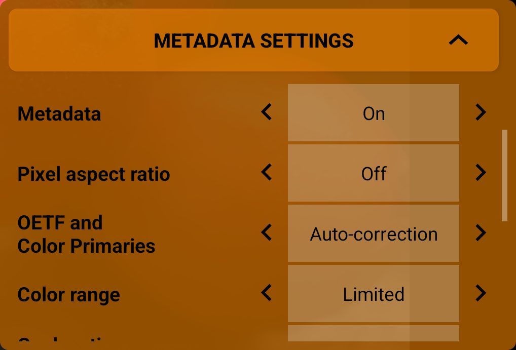 Metadata settings