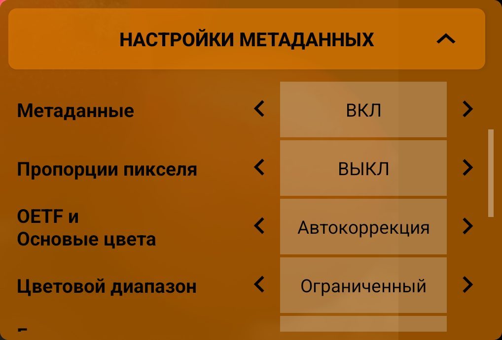 Настройки метаданных